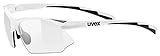 uvex sportstyle 802 V, gafas deportivas unisex, fotocromÃ¡ticas, antivaho, white/smoke, one size