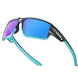 KAPVOE Polarizadas Gafas de Sol Deportivas Hombres Mujers Ciclismo Deportes al Aire Libre Pesca Golf Running Conducción Senderismo Correr Azul Negro 02