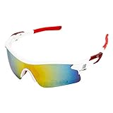 ULTRANNER - Gafas ligeras de sol deportivas con ProtecciÃ³n UV - Gafas Trail Running Antideslizantes de Policarbonato - Gafas Resistentes al Sudor - Color rojo y blanco