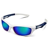 Duduma Gafas de Sol Deportivas Polarizadas Para Hombre Perfectas Para Esquiar Golf Correr Ciclismo TR90 SÃºper Liviana Para Hombre y Para Mujer (marco blanco con lente azul)